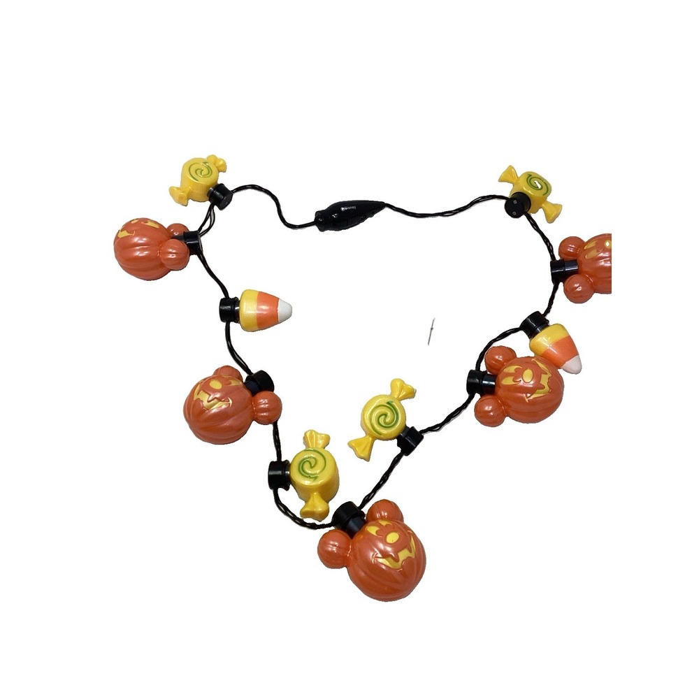 Disney Parks Mickeys Halloween Glow Necklace 2020 Pumpkin Candy Corn Authentic